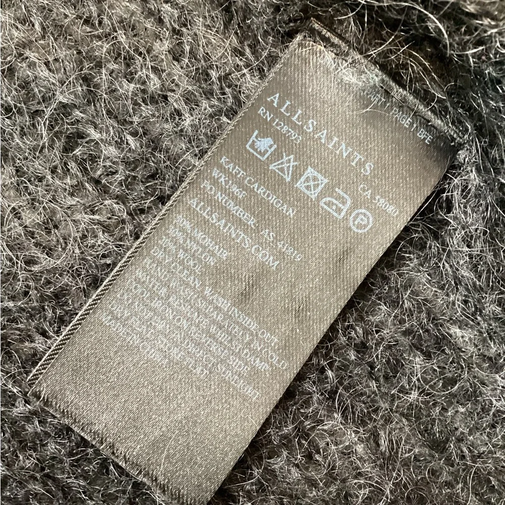 AllSaints Women's Kaff Mohair Blend Cardigan Sweater Knit Asymmetrical Medium - Picture 5 of 7